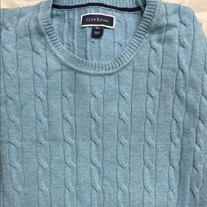 Club Room Men's Light Blue Cable Knit Sweater
